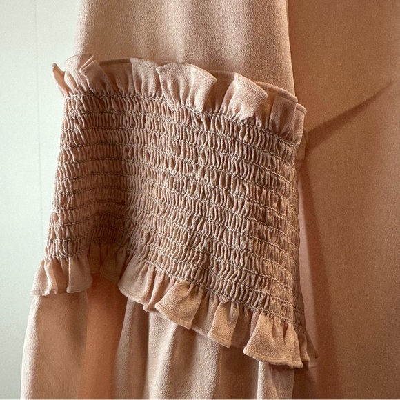 Karl Lagerfeld Blush Pearl Embellished Smocked Sleeve Top Women’s Size L - Picture 5 of 9